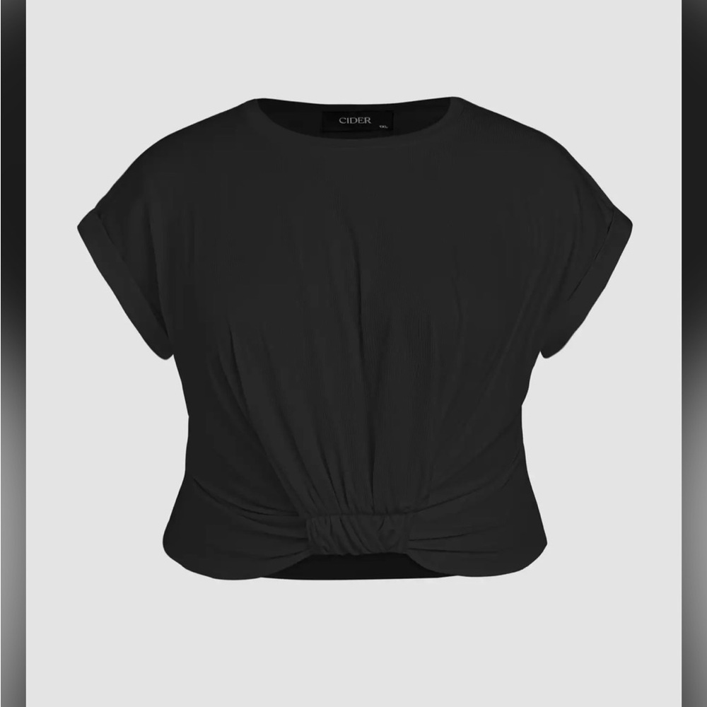 Cider Elegant Black Short Sleeve Top